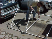 PVC plumbing pipe was used to create a top frame